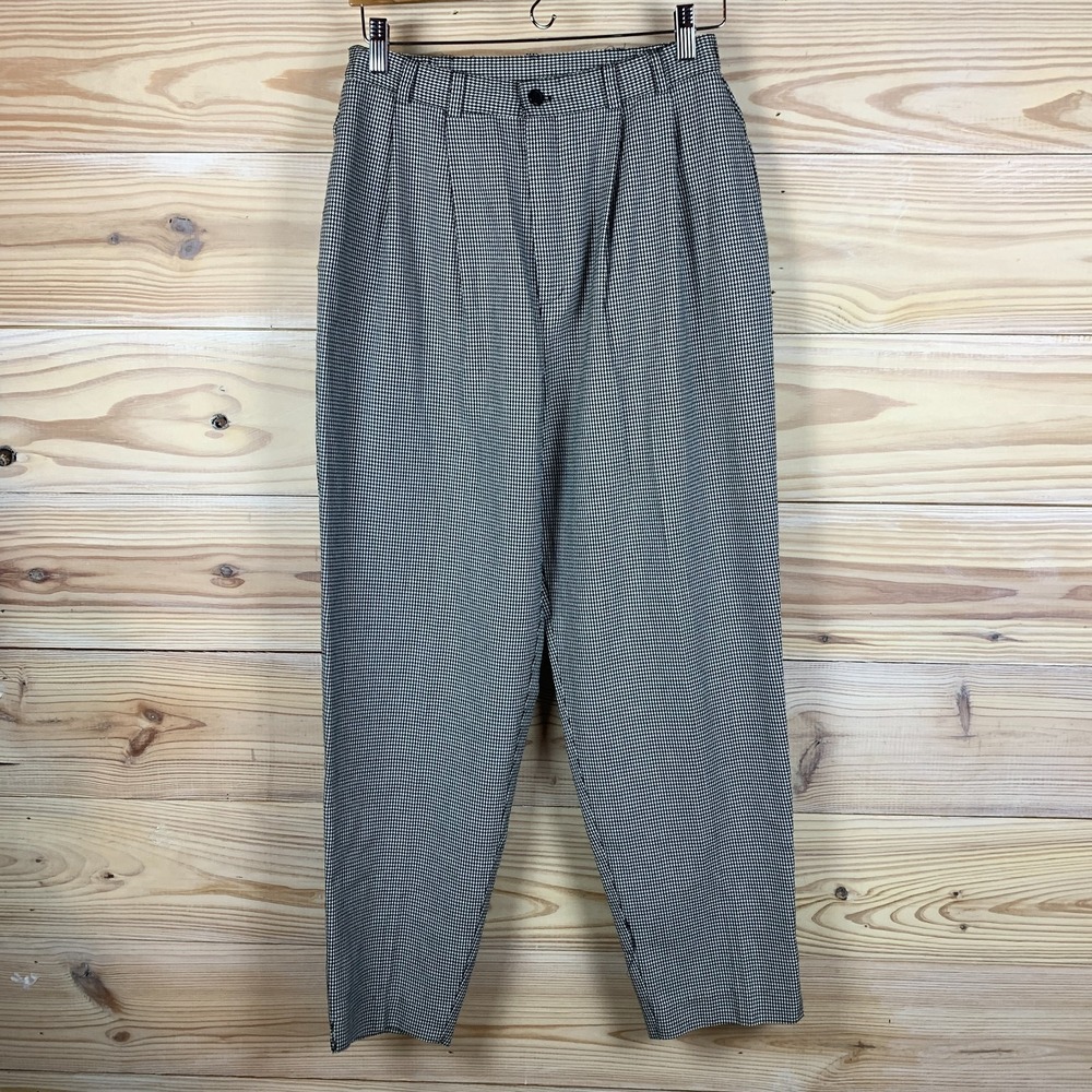 Vtg‎ 90s INCLINATIONS Pants Womens 14 Houndstooth Pleated High Waisted USA